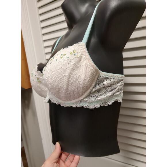 Victoria's Secret Dream Angels White Lace Lined Demi Bra Bridal Bling Bra Sz 34C - Picture 2 of 6